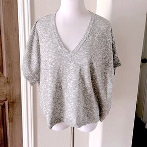 Madewell Womens Top Cotton Stretch Grey VNeck Size 2X Gray Space Dye Comfort